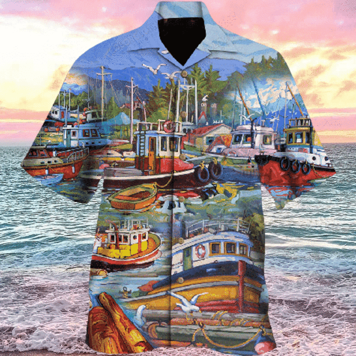 Colorful Ships In The Port Hawaiian Shirt Hw5281