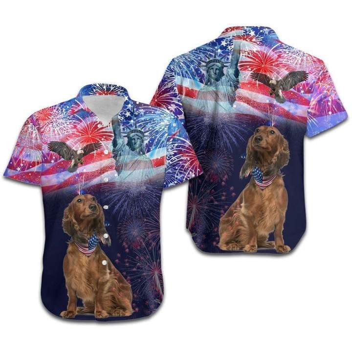 Dachshund Fireworks Independence Day Hawaiian Shirt Hw4270