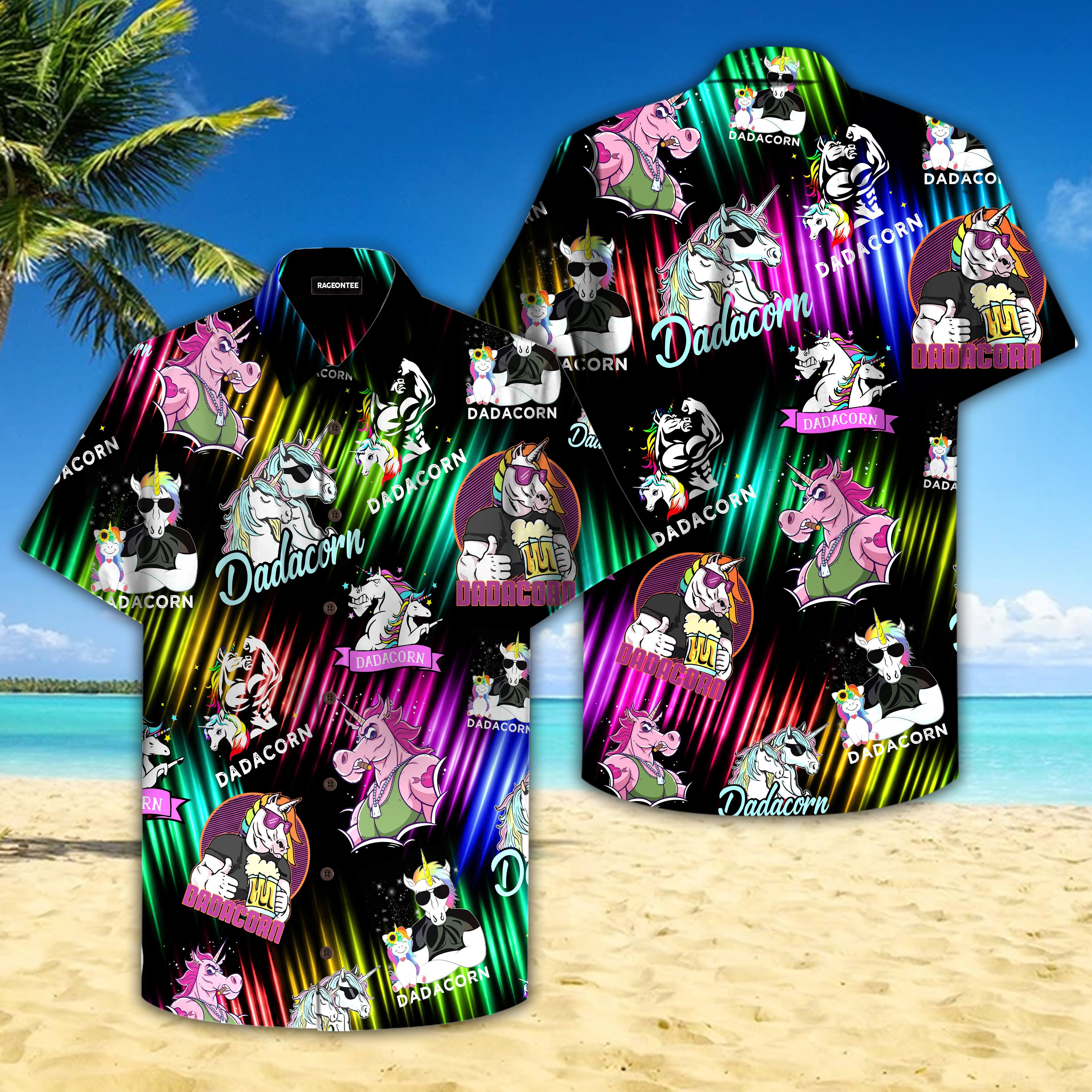 Dad Dadacorn Neon Hawaiian Shirt Hw4528