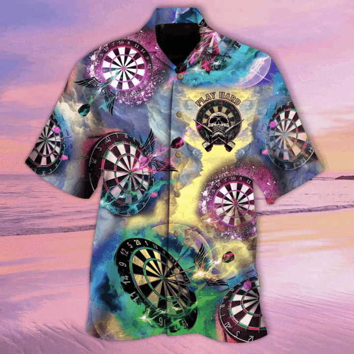 Darts Play Hard Skull Hawaiian Shirt Hw5998