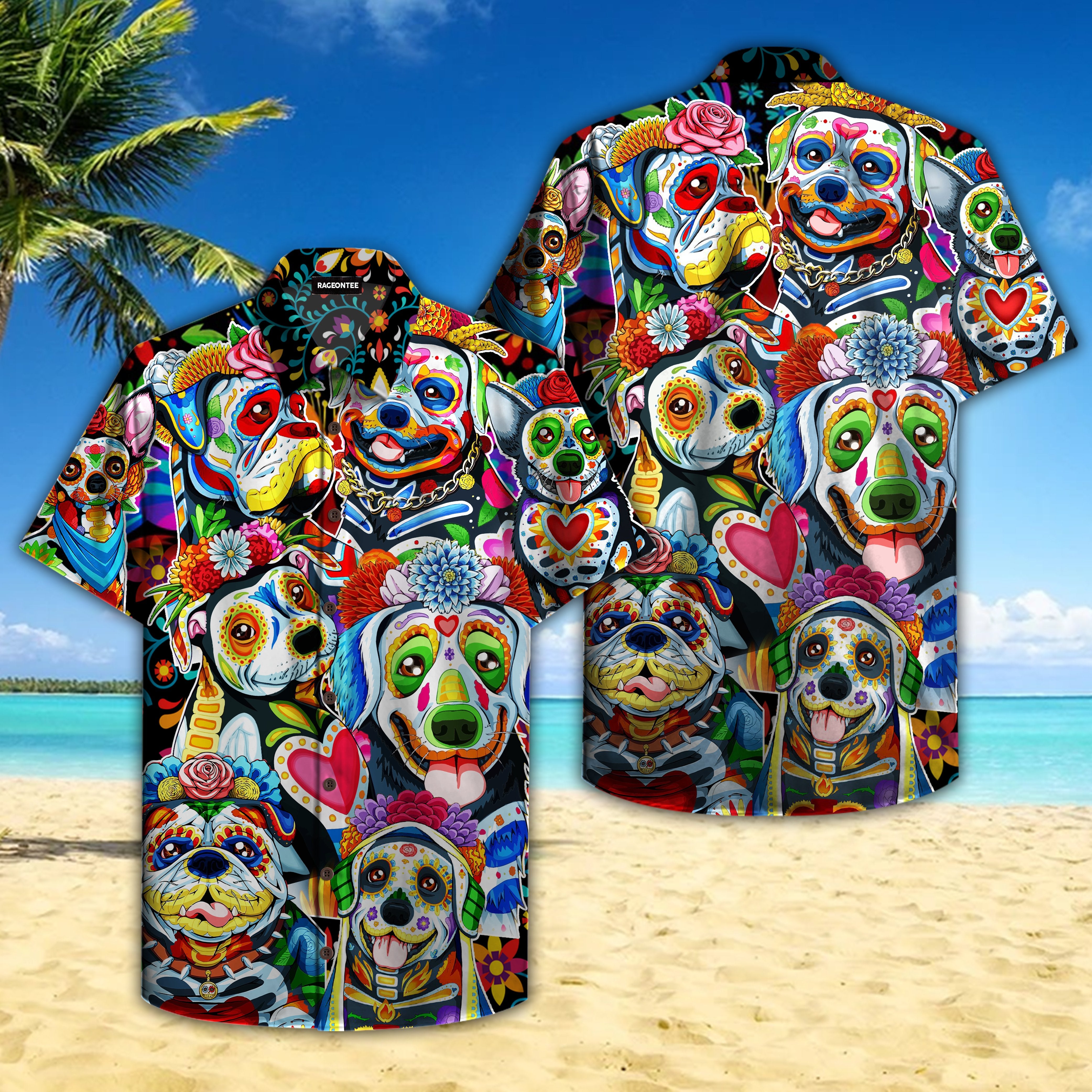 Day Of The Dead Dog Hawaiian Shirt Hw4687