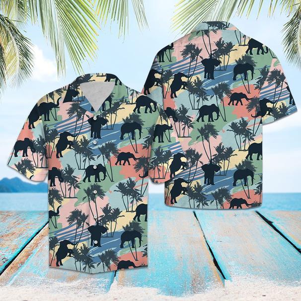 Elephant Coconut Palm Vintage Hawaiian Shirt Hw5502