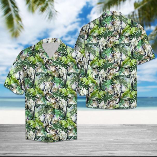 Elephant Tropical Palm Leaves Hawaiian Shirt Hw5497