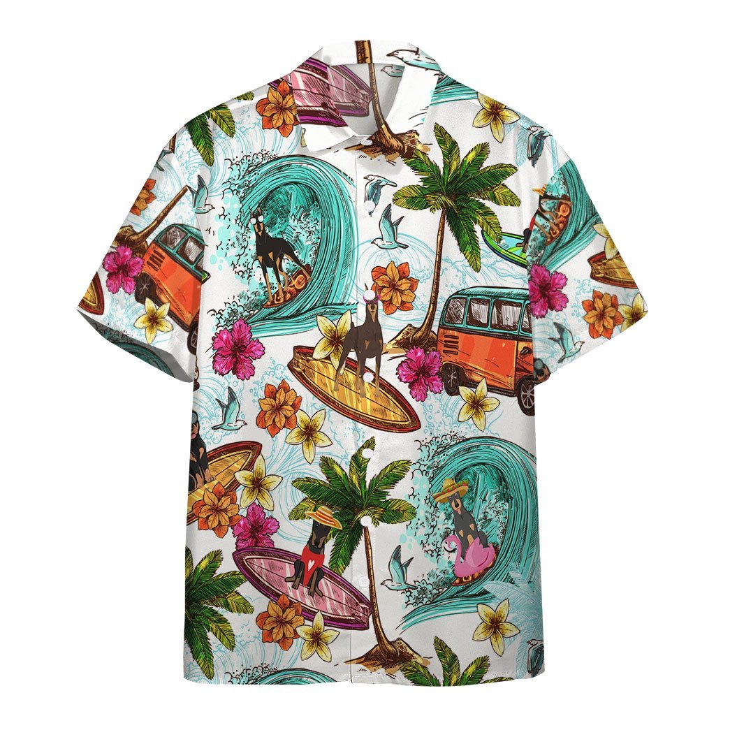 Enjoy Surfing With Doberman Pinscher Dog Hawaiian Shirt Hw6435