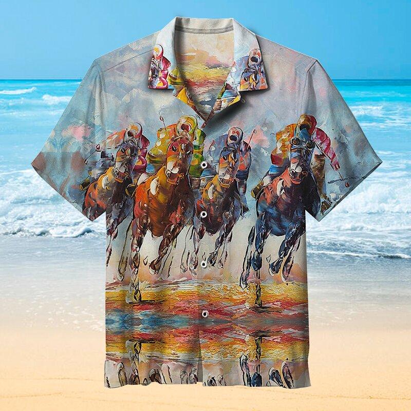 Equestrian Lovers Painting Art Hawaiian Shirt Hw6663