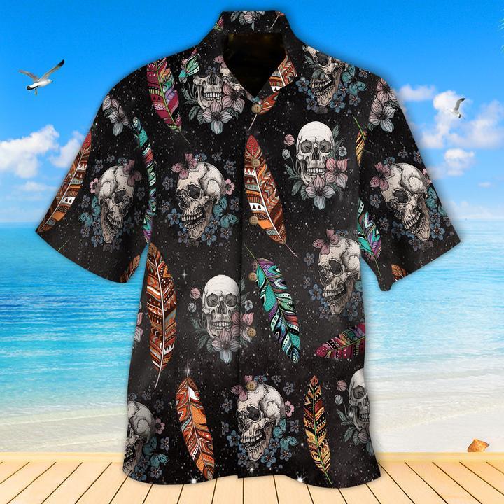 Feather Skull Hawaiian Shirt Hw6631