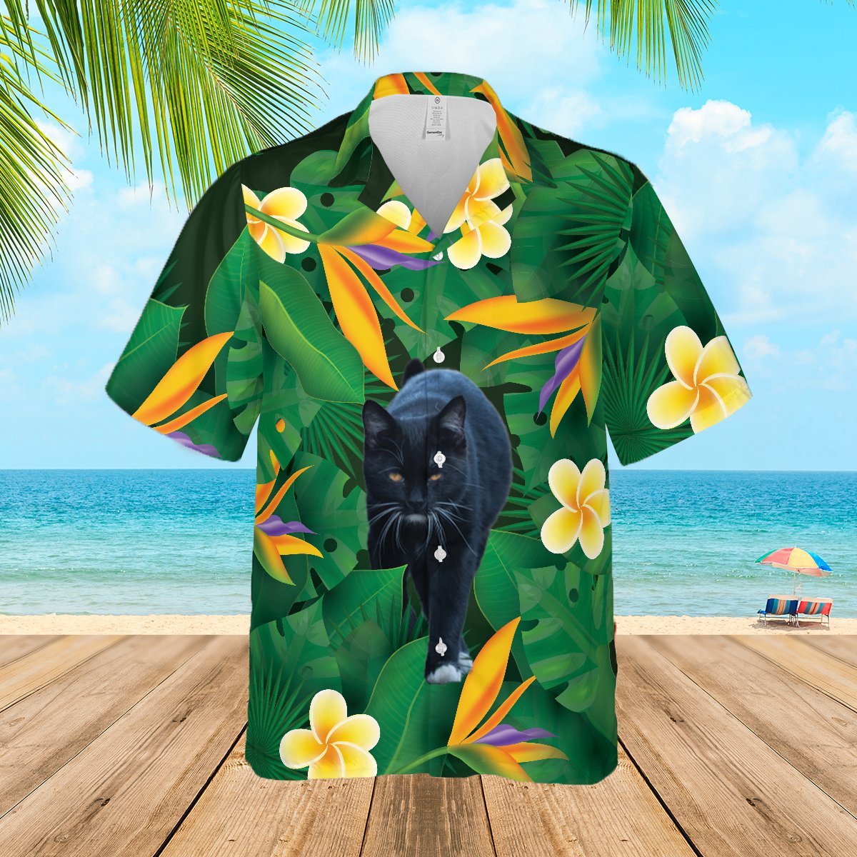 Floral Tropical Black Cat Hawaiian Shirt Hw5819