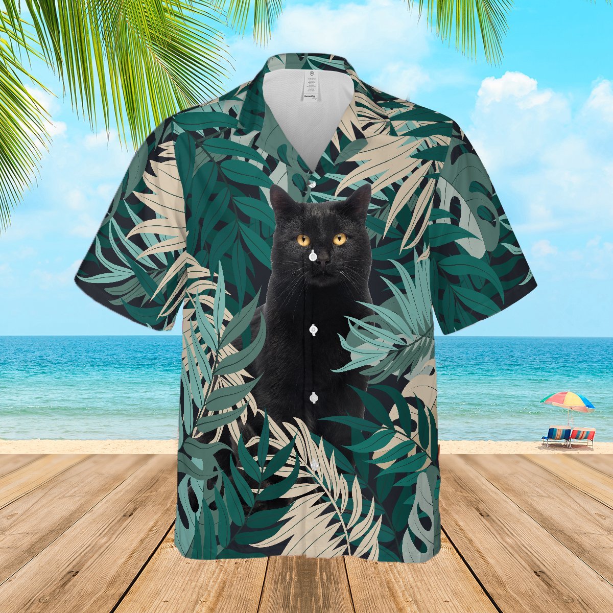 Floral Tropical Black Cat Hawaiian Shirt Hw5821