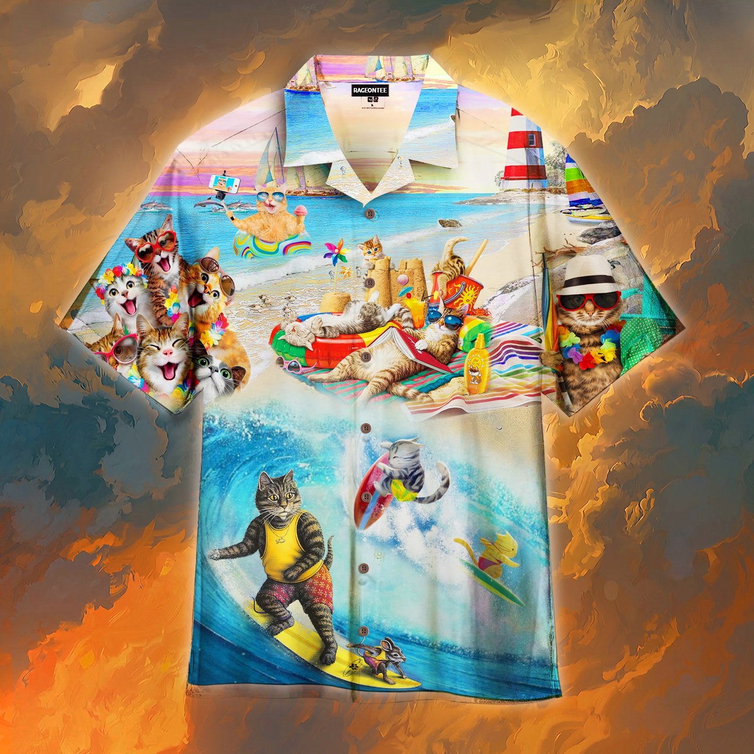 Happy Surfing Day With Cats Hawaiian Shirt Hw4529