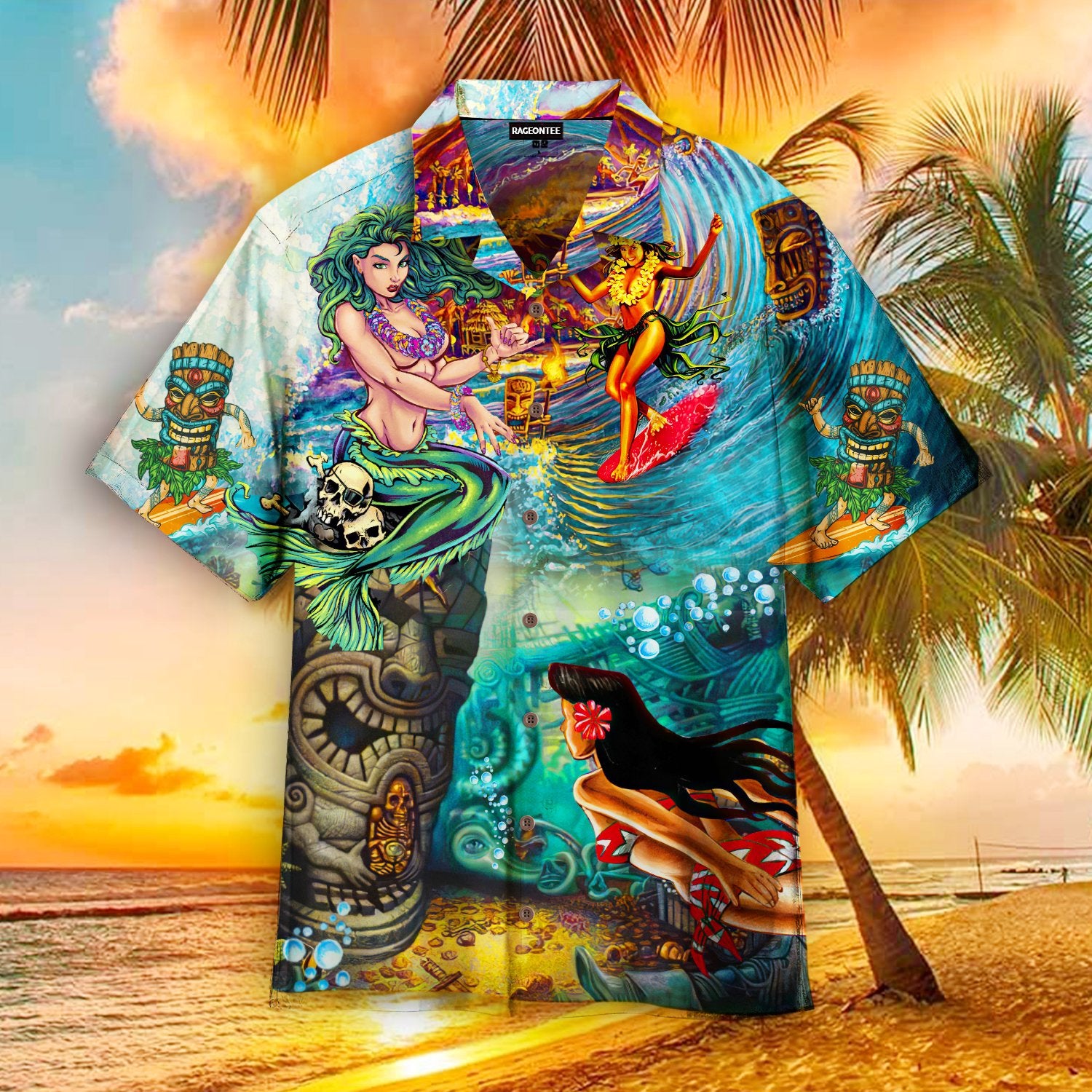 Happy Surfing Day With Tiki Bar Hawaiian Shirt Hw4198