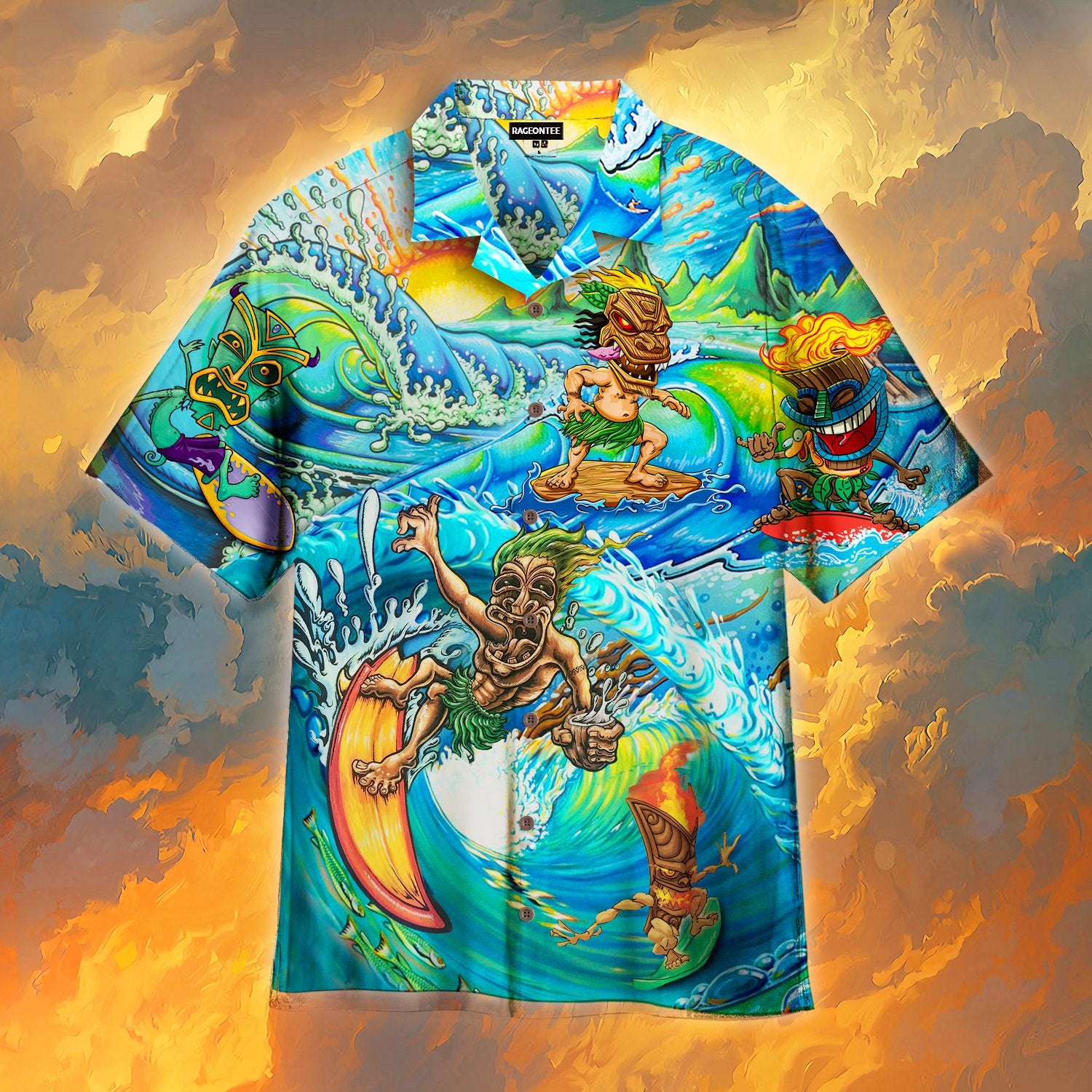 Happy Surfing Day With Tiki Bar Hawaiian Shirt Hw4501