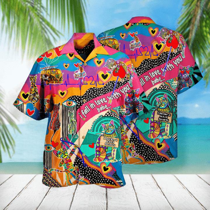 I Fall In Love With Hippie Cat Love Hawaiian Shirt Hw3843