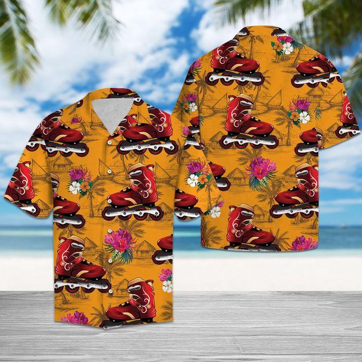 Inline Skating Tropical Flowers Hawaiian Shirt Hw6562