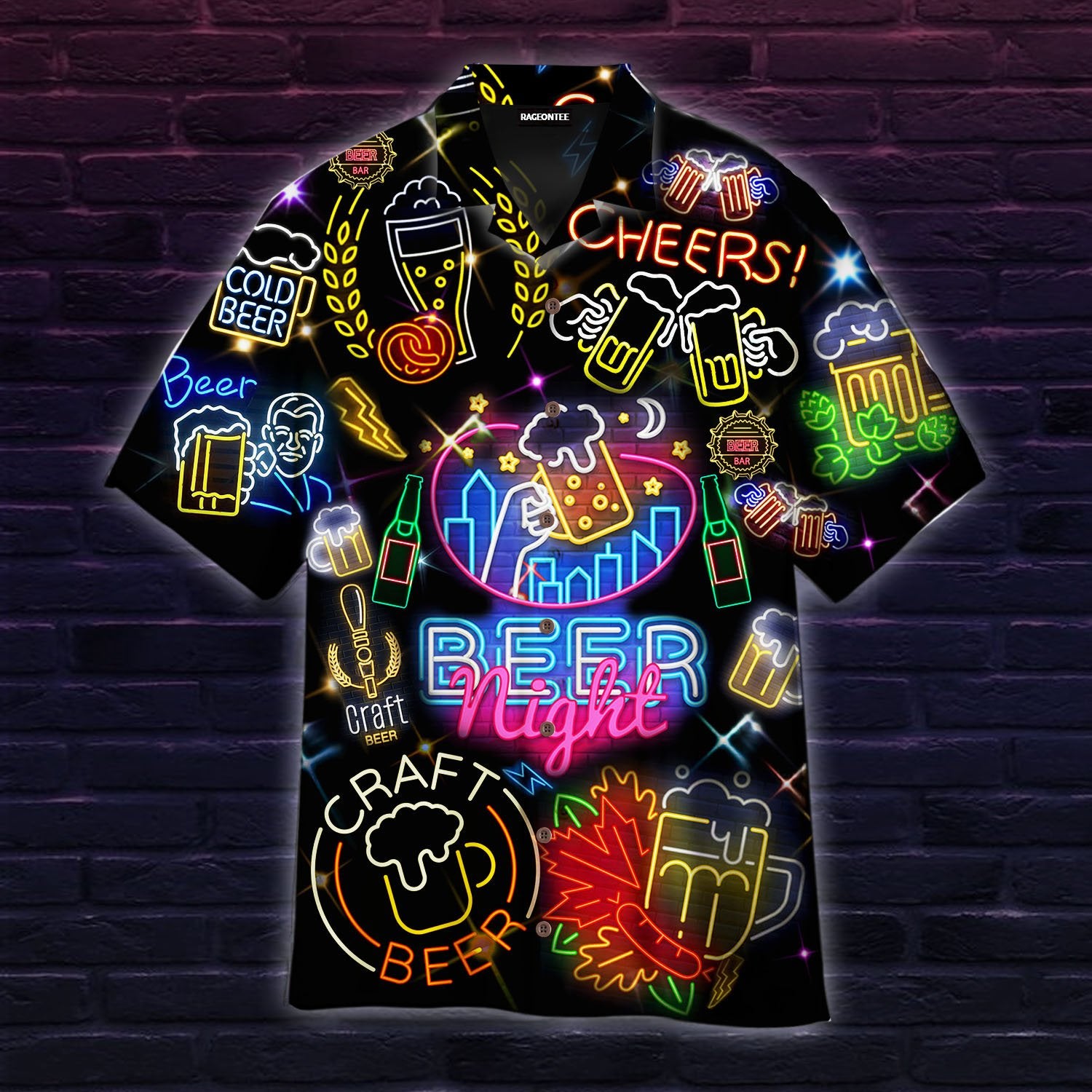 It'S Beer Night Neon Hawaiian Shirt Hw4683