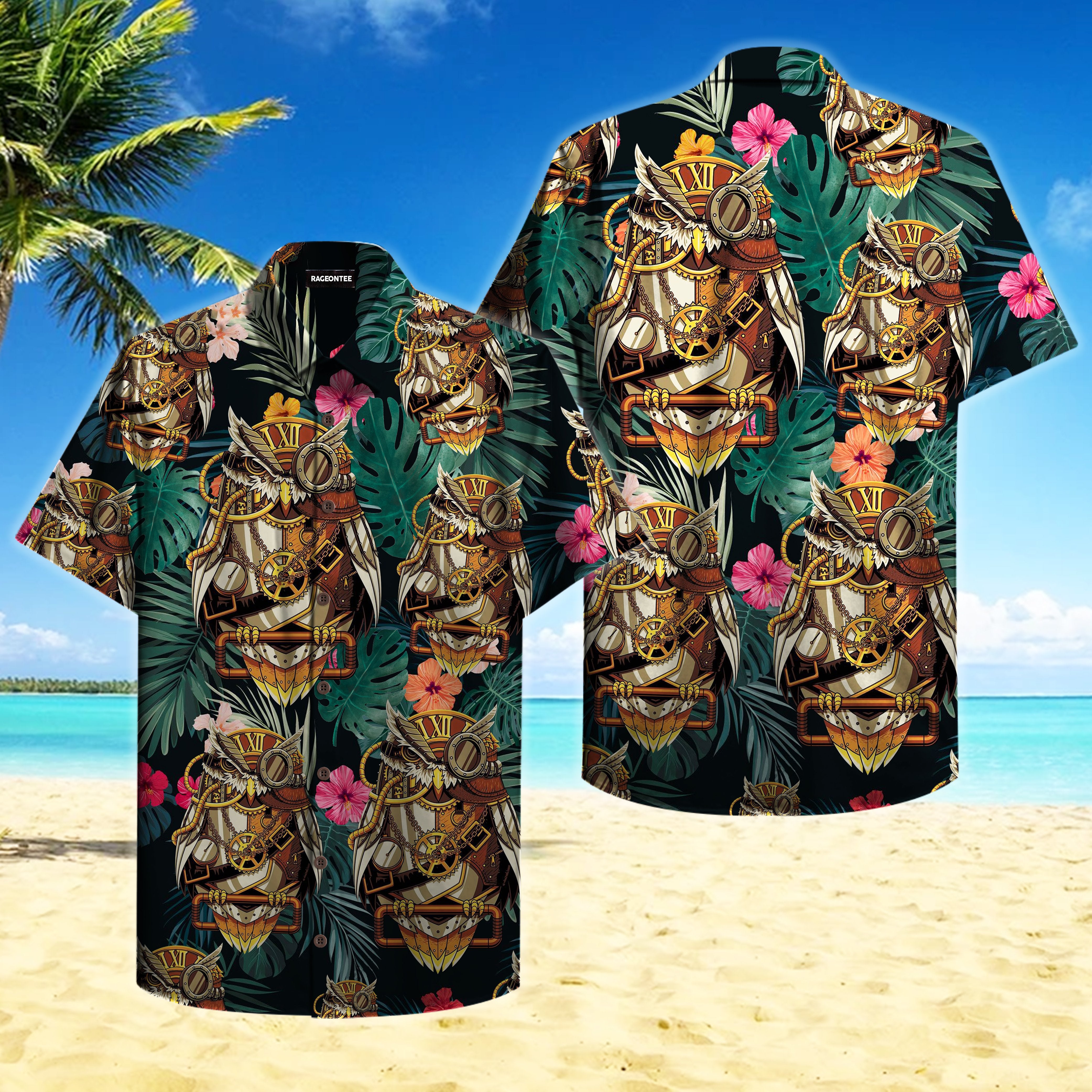 Mechanical Owl With Diamonds Hawaiian Shirt Hw4507