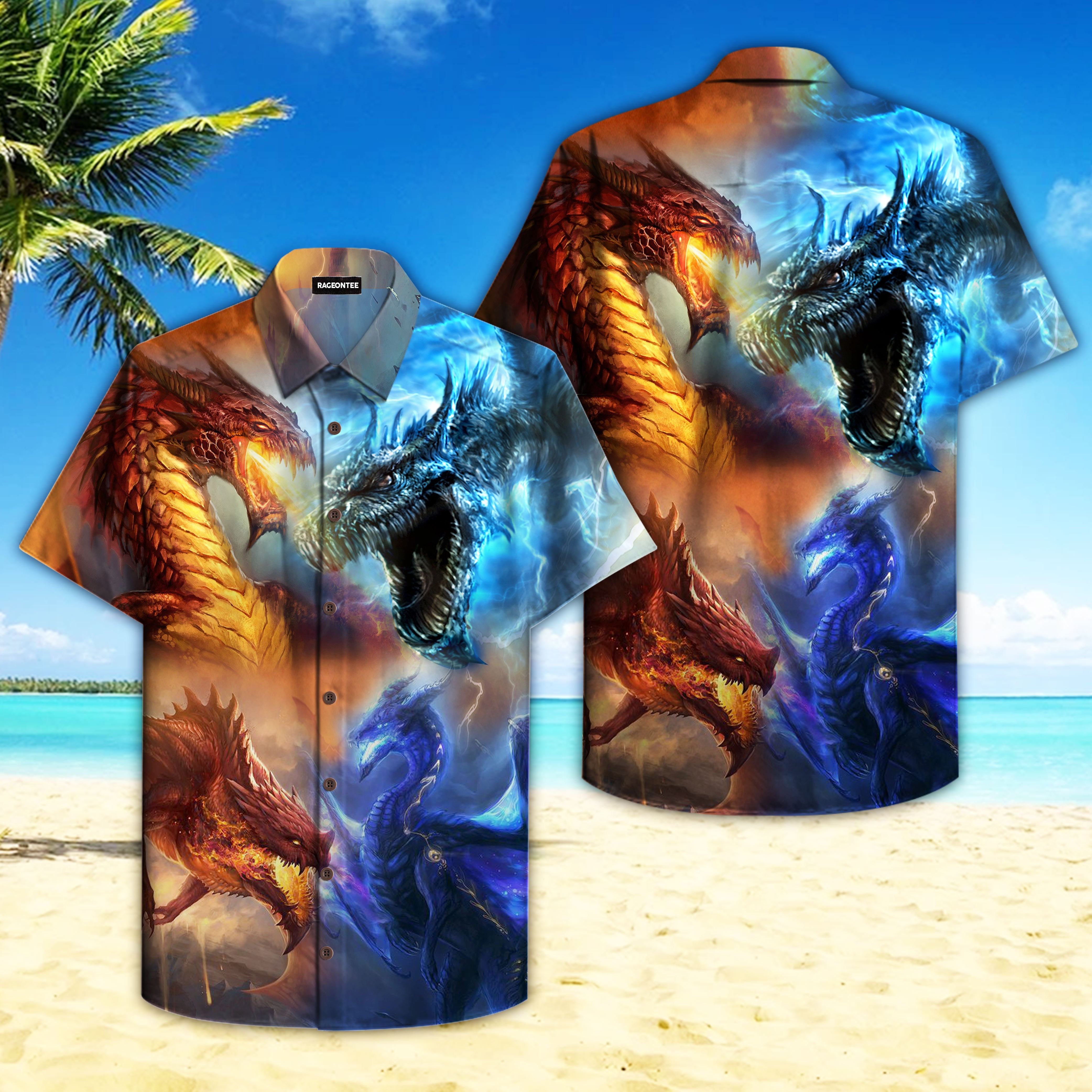 Mythical Thunder And Fire Dragon Hawaiian Shirt Hw4709