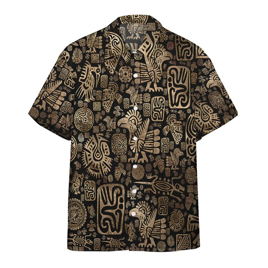 Native American Ornaments Black And Gold Hawaiian Shirt Hw4170