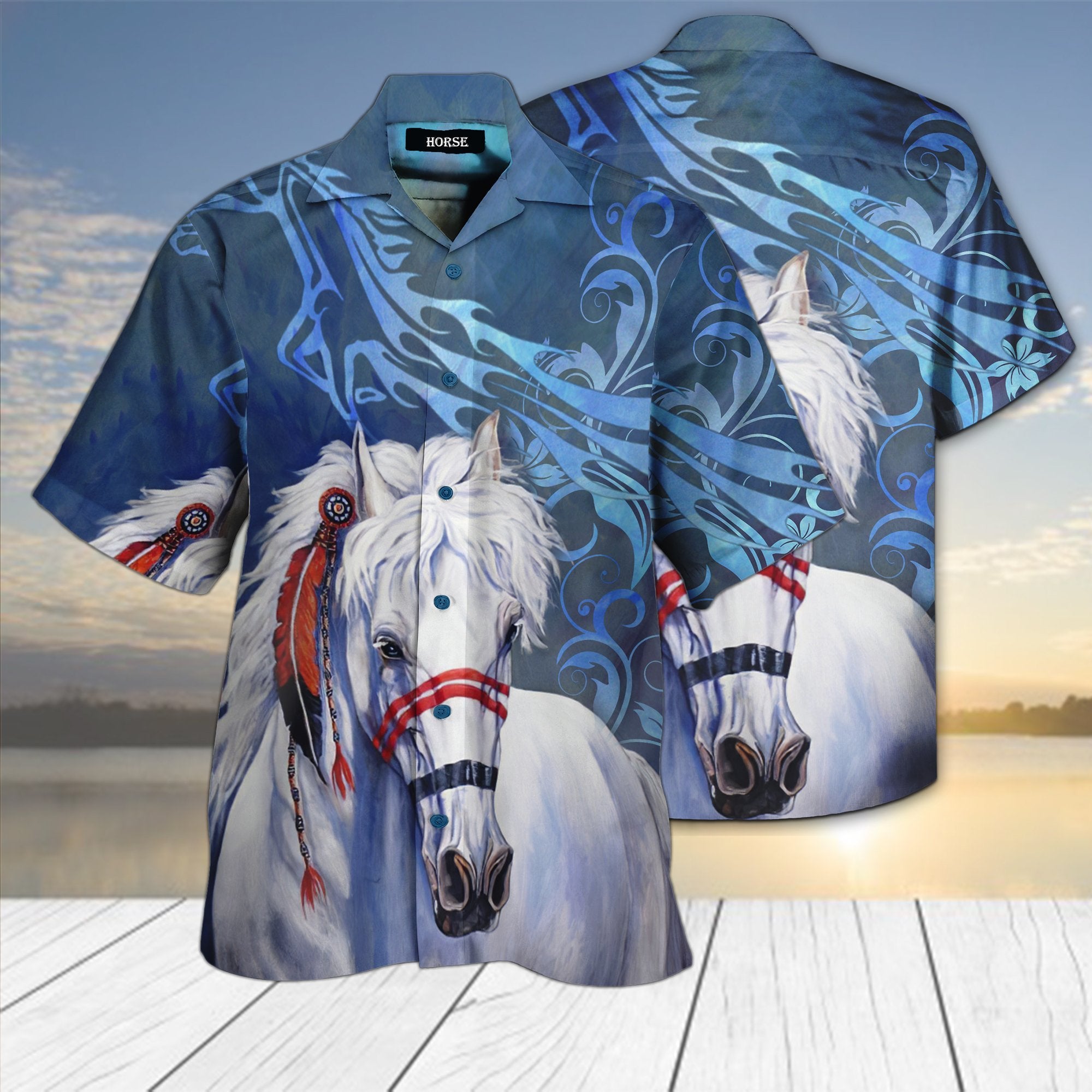 Native White Horse 3D Hawaiian Shirt Hw4259