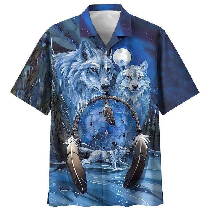 Native Wolf Ice Land Blue Hawaiian Shirt Hw4472