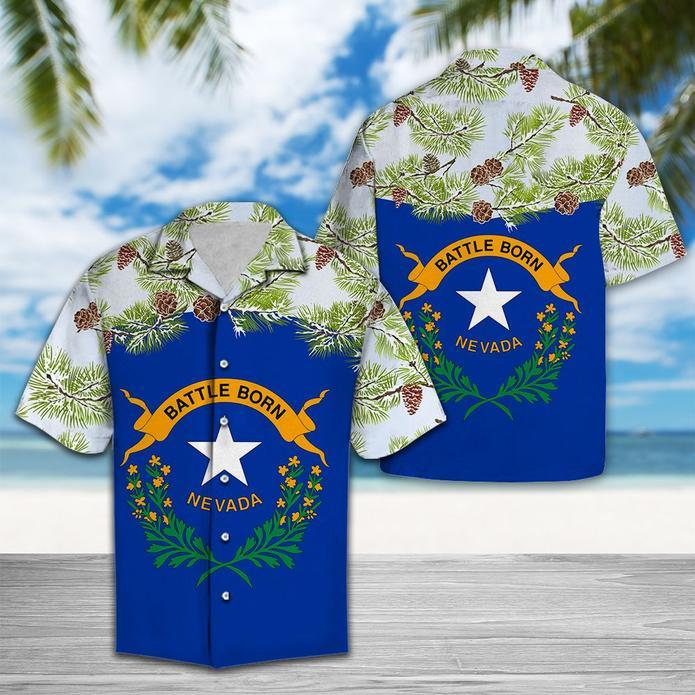 Nevada Single Leaf Pinyon Pine Flag Hawaiian Shirt Hw5770