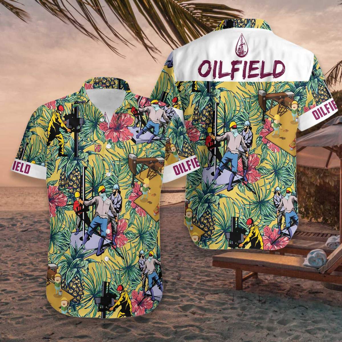 Oilfield Pineapple Seamless Pattern Hawaiian Shirt Hw5617