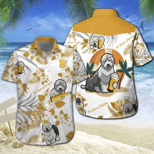 Old English Sheepdog Beer Hawaiian Shirt Hw6483