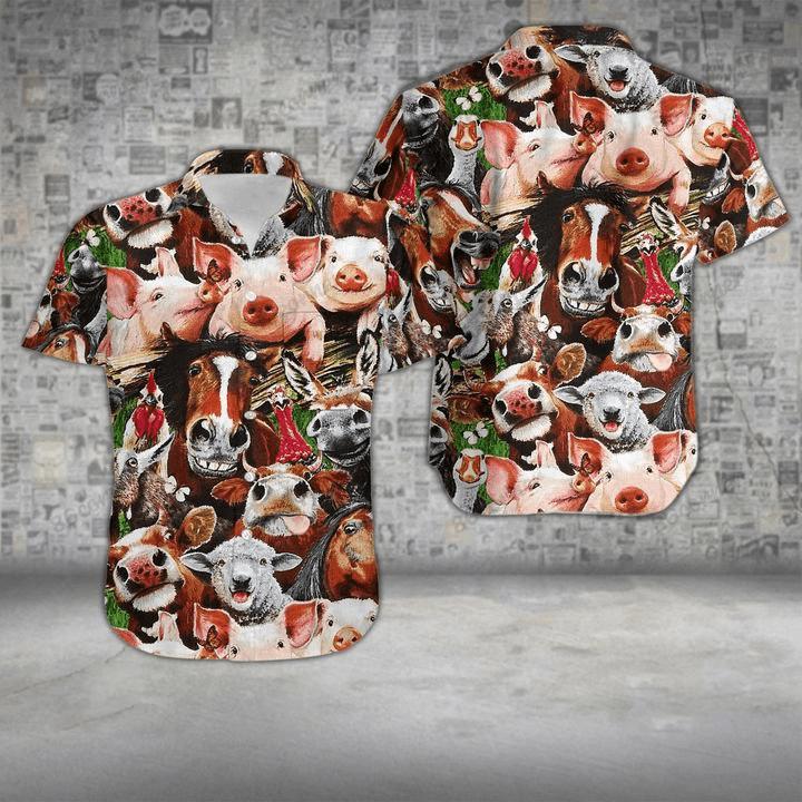 Pigs Play In The Farm Gift For Farmer Hawaiian Shirt Hw4135