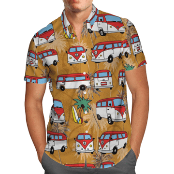 Red Hippie Bus Summer Hawaiian Shirt Hw6494