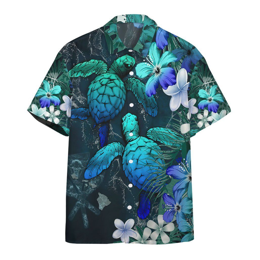 Sea Turtle Tropical Hibiscus Hawaiian Shirt Hw6655