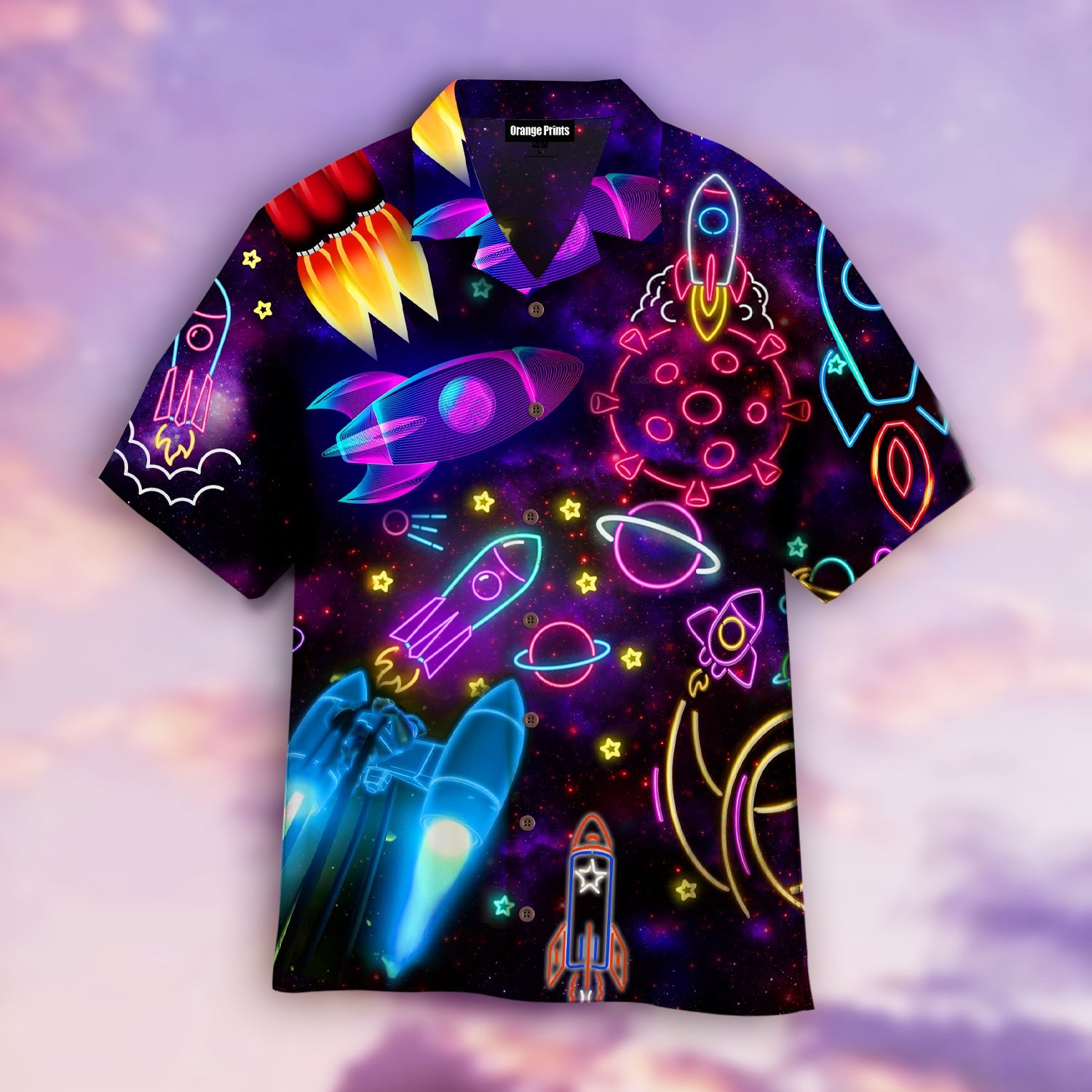 Shoot For The Stars Glowing Rocket Hawaiian Shirt Hw6201