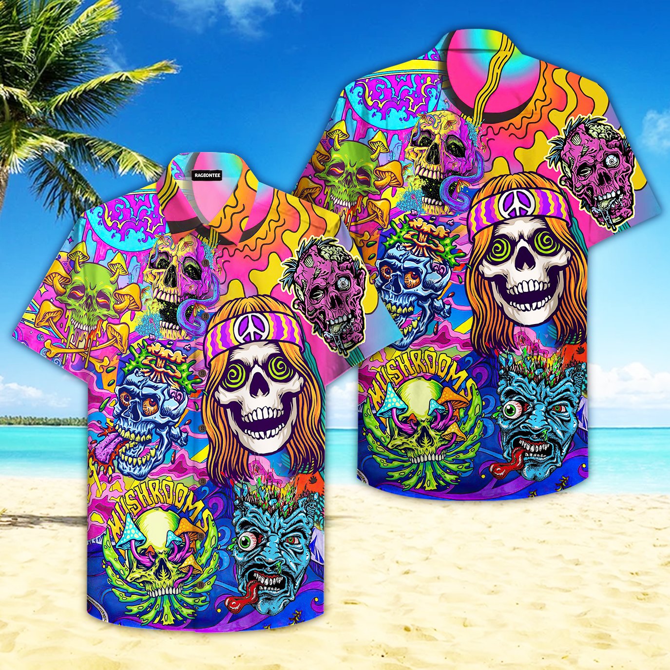 Skull Hippe Peace Life Color Limited Hawaiian Shirt Hw4718