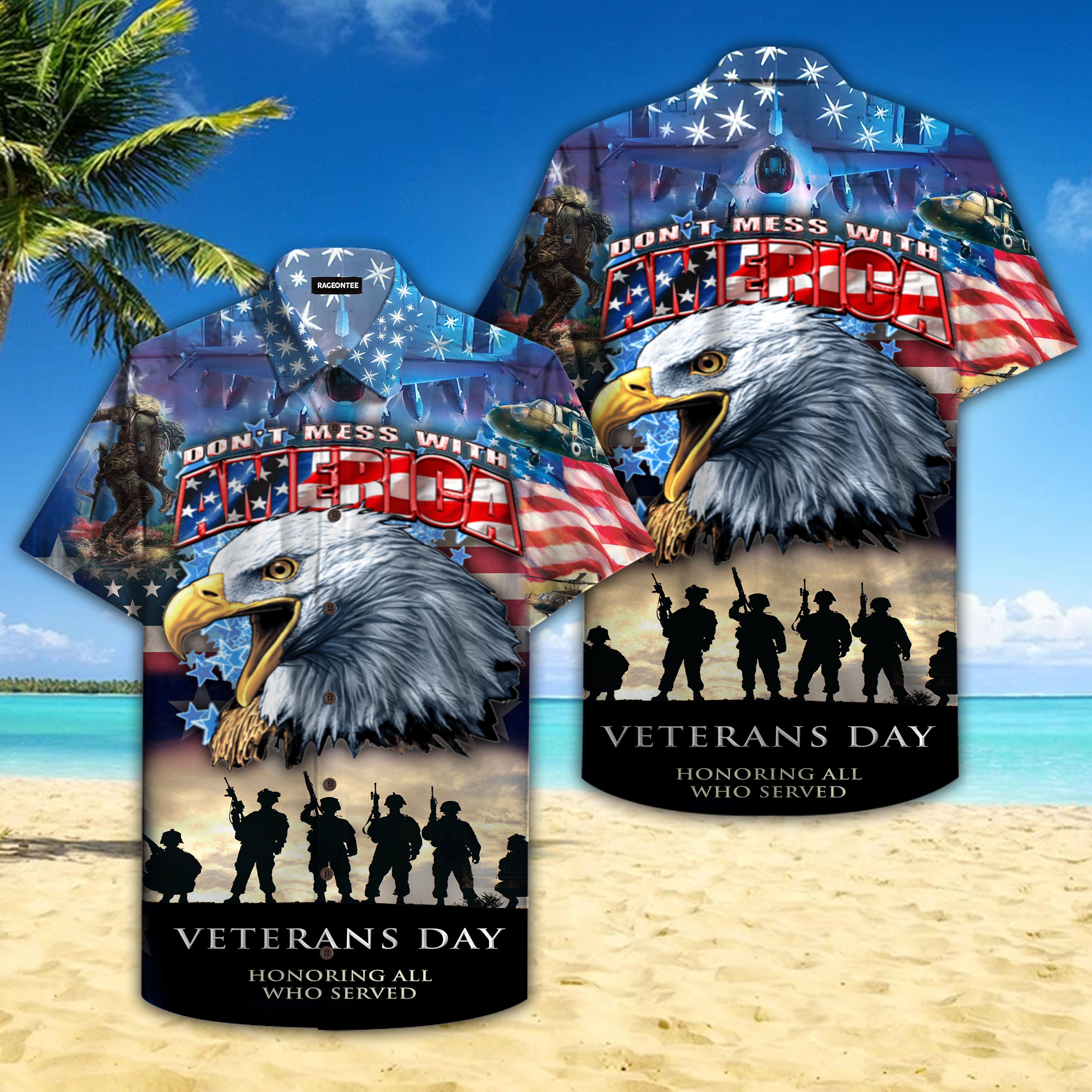 Soldier And Eagle American Hawaiian Shirt Hw4533