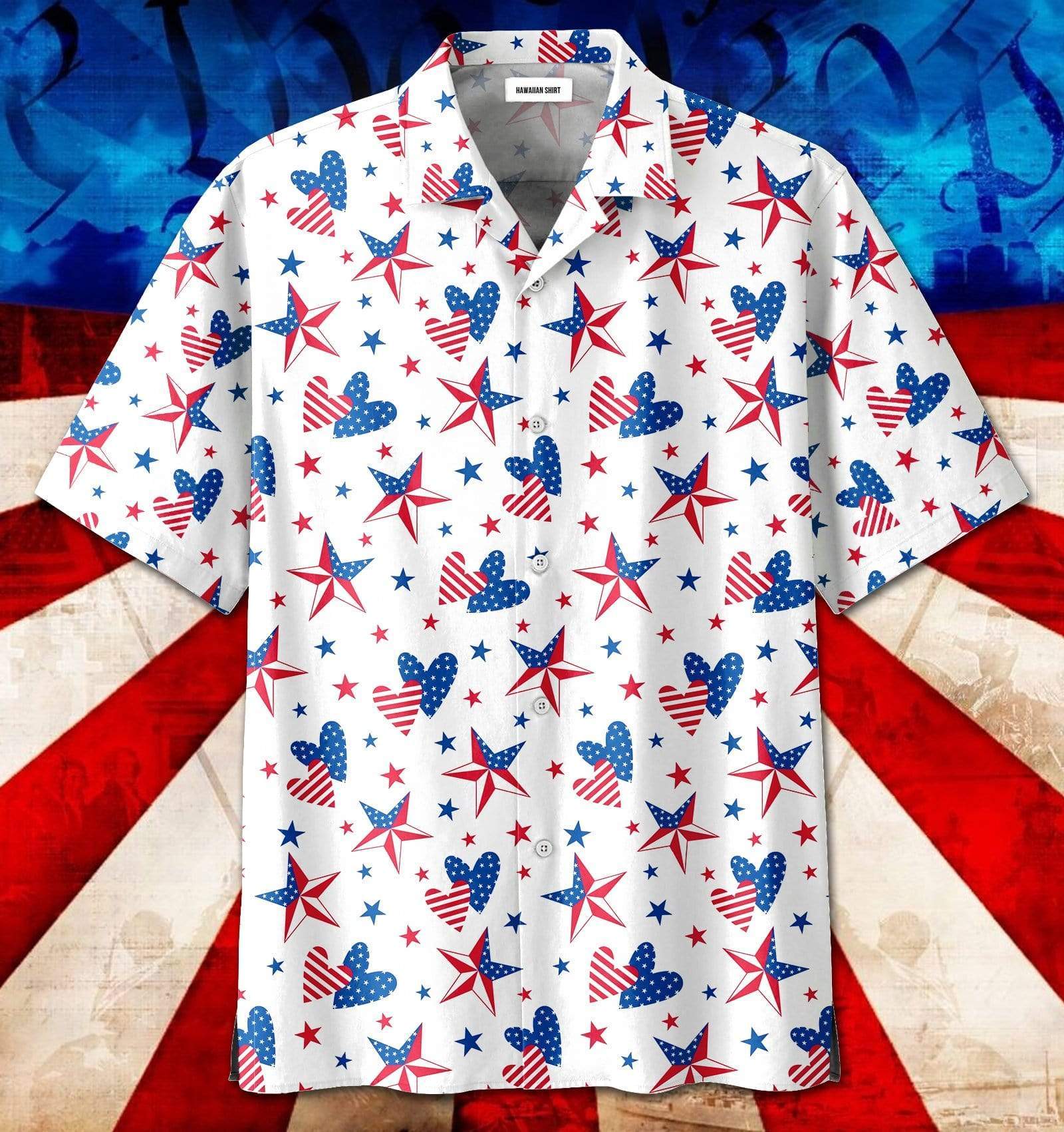 Star Heart Us Flag Hawaiian Shirt Hw6670