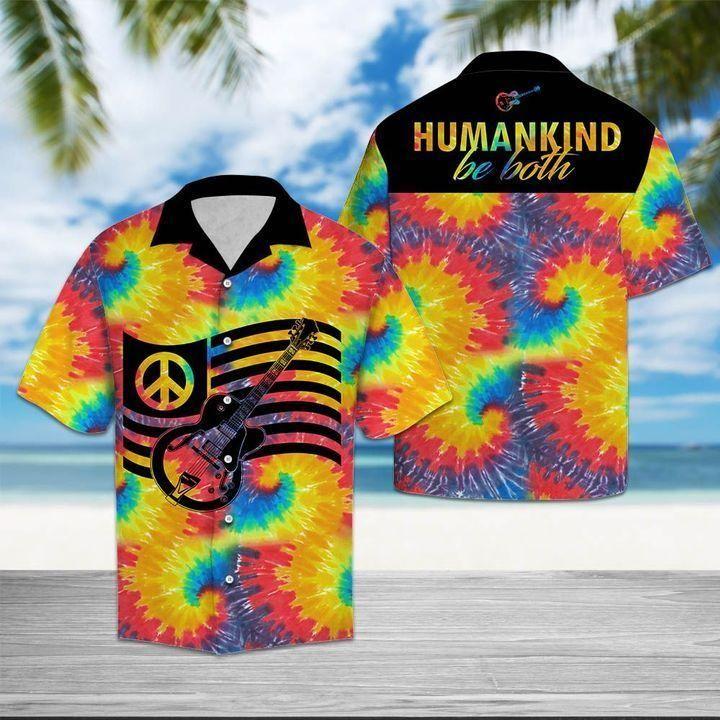 Tie Dye Hippie Guitar Peace Love Tropical Hawaiian Shirt Hw4250