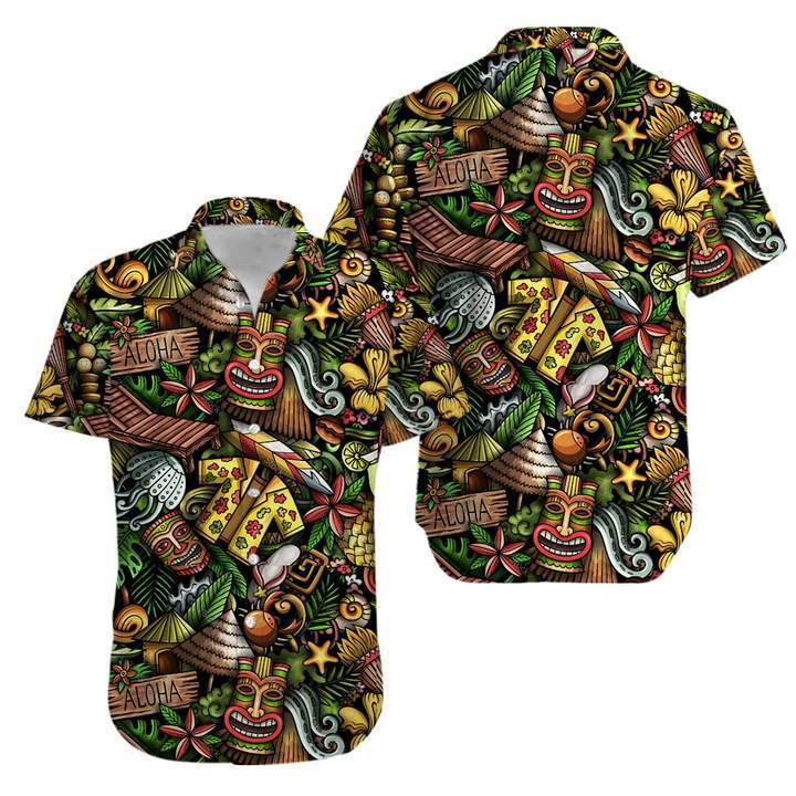 Tiki Tropical Beautiful Aloha Hawaiian Shirt Hw3828