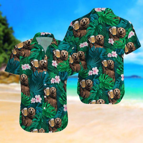 Tropical Bear And Beer Hawaiian Shirt Hw4464