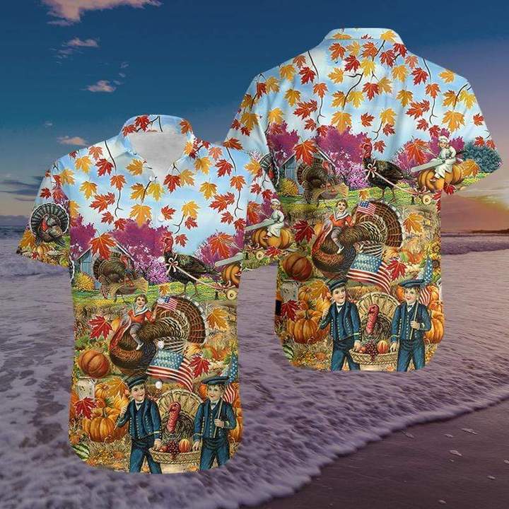 Turkey Give Thanks Thanksgiving Hawaiian Shirt Hw6104