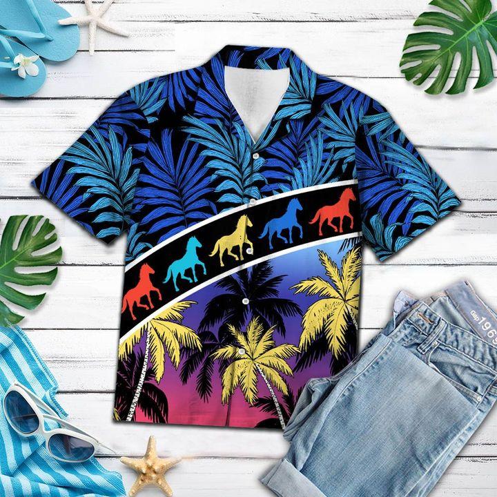 Vacation Tropical Coconut Palm Horse Hawaiian Shirt Hw6576