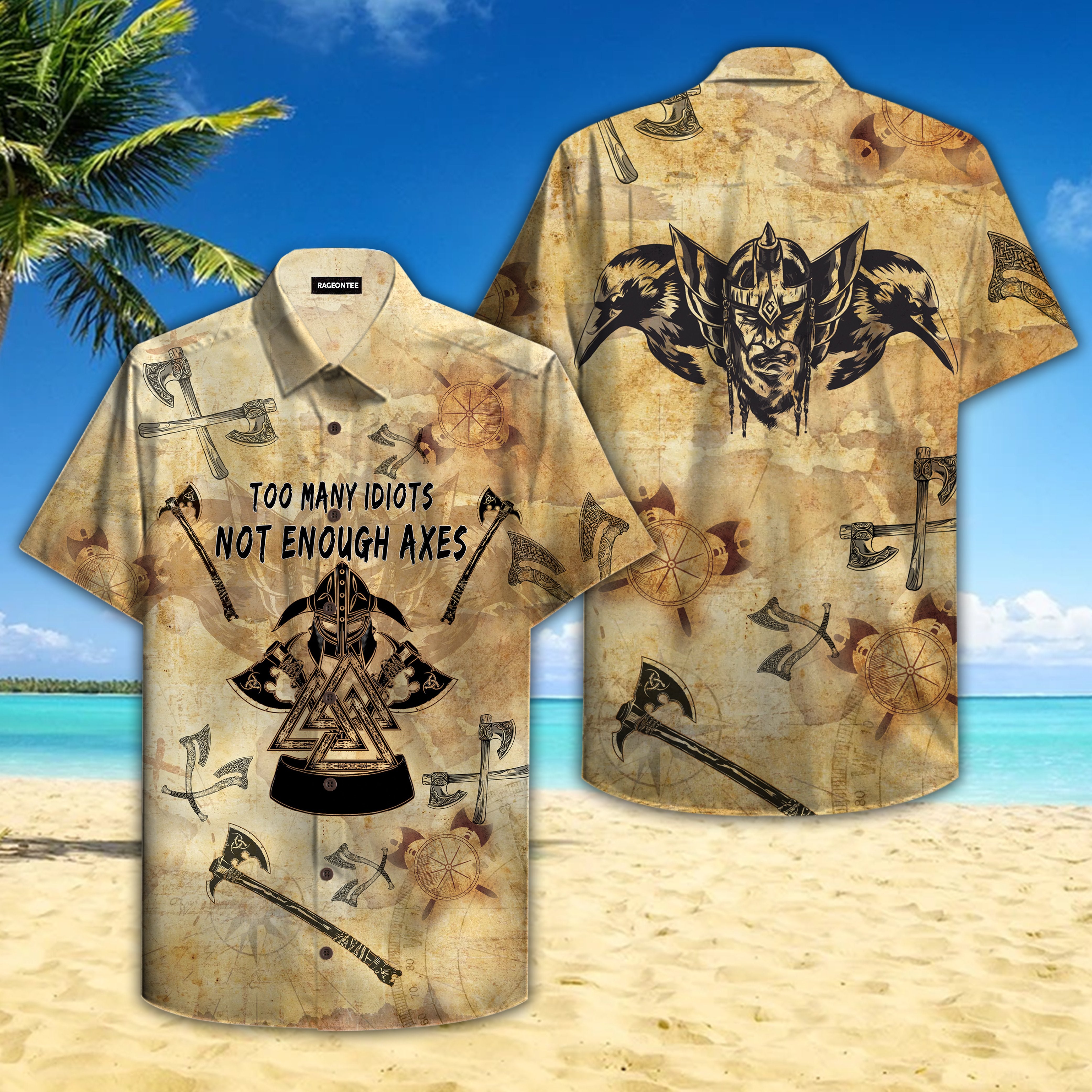 Viking Too Many Idiots Not Enough Axes Hawaiian Shirt Hw4651