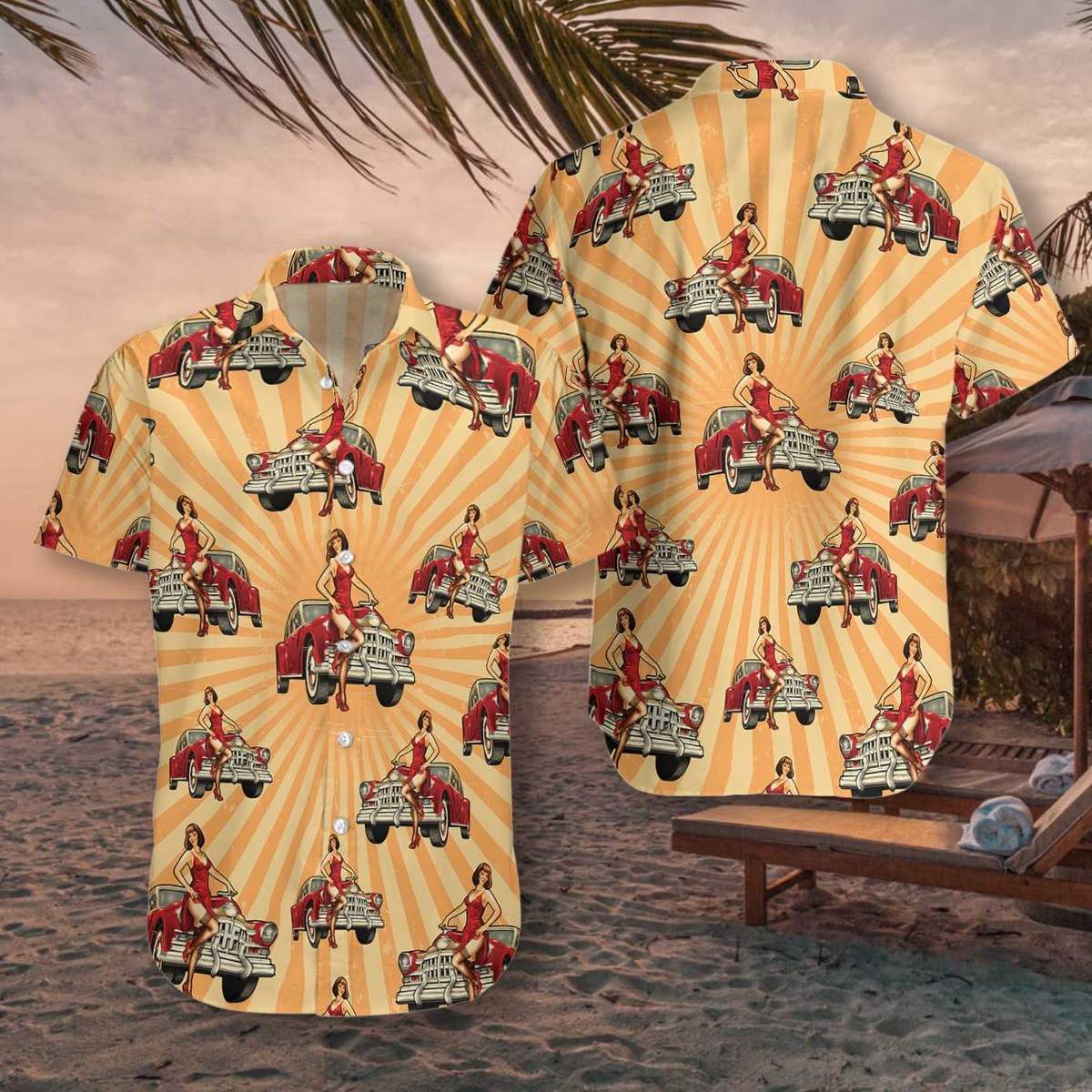 Vintage Car And Chick For Dinner Hawaiian Shirt Hw5587