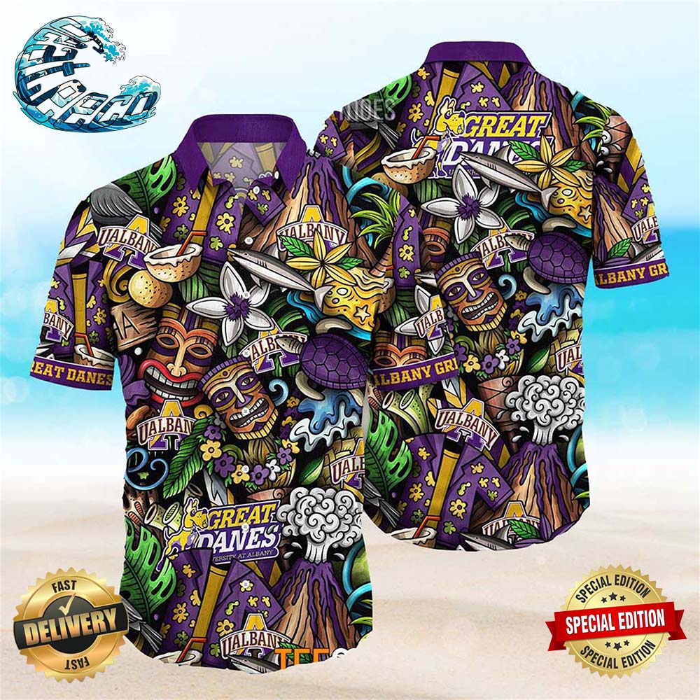 Albany Great Danes NCAA Mens Floral Special Design Hawaiian Shirt