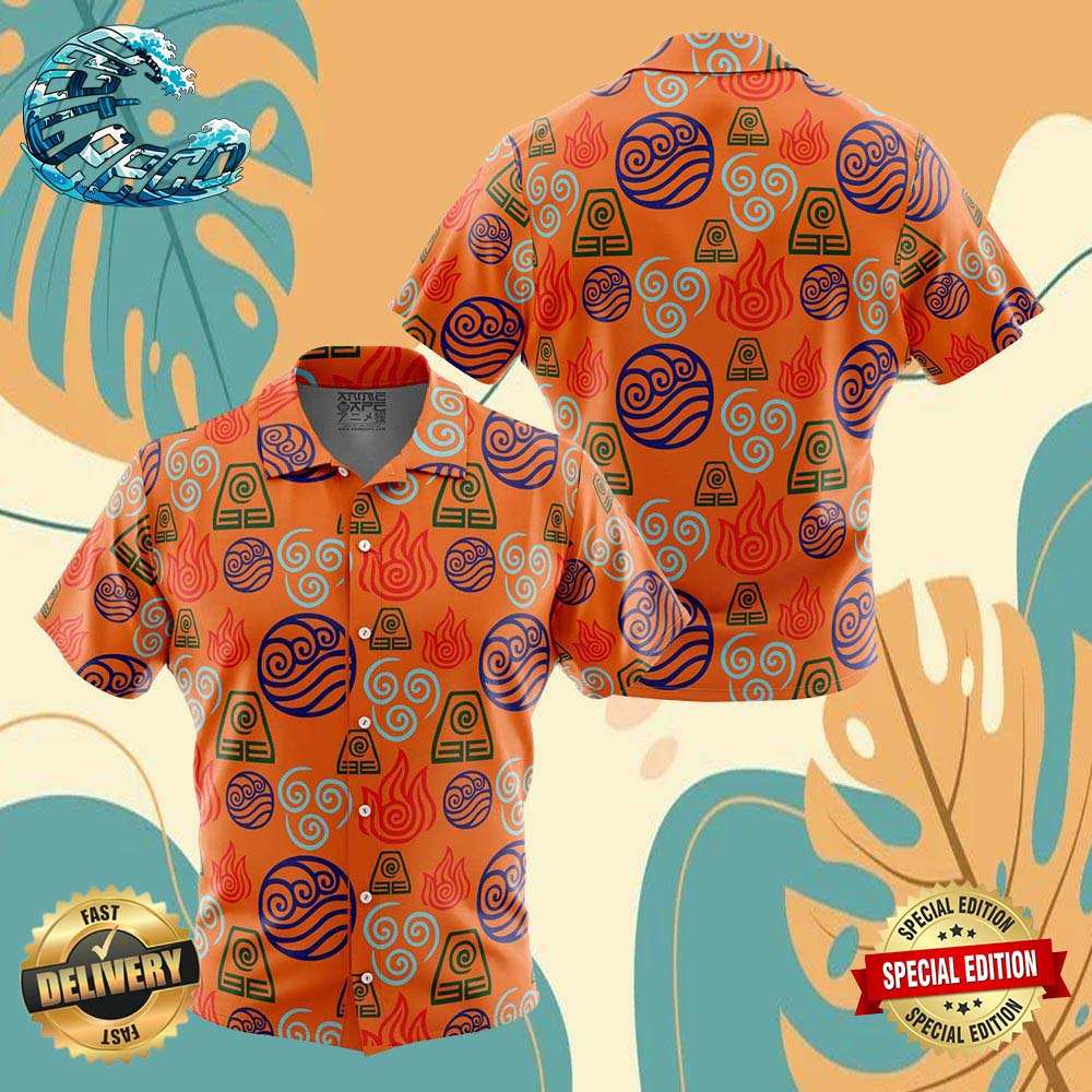 Bending Elements Avatar Button Up Anime Ape Hawaiian Shirt