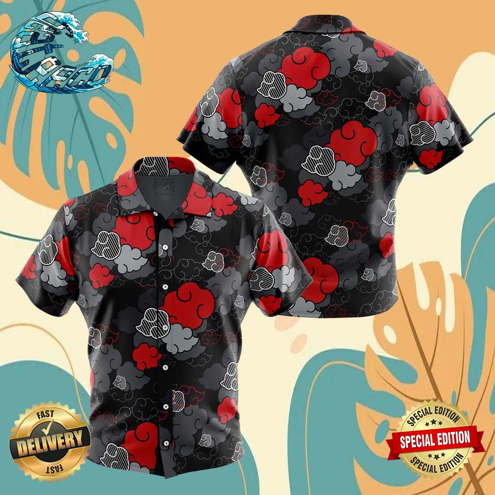 Black Aloha Akatsuki Naruto Button Up Anime Ape Hawaiian Shirt