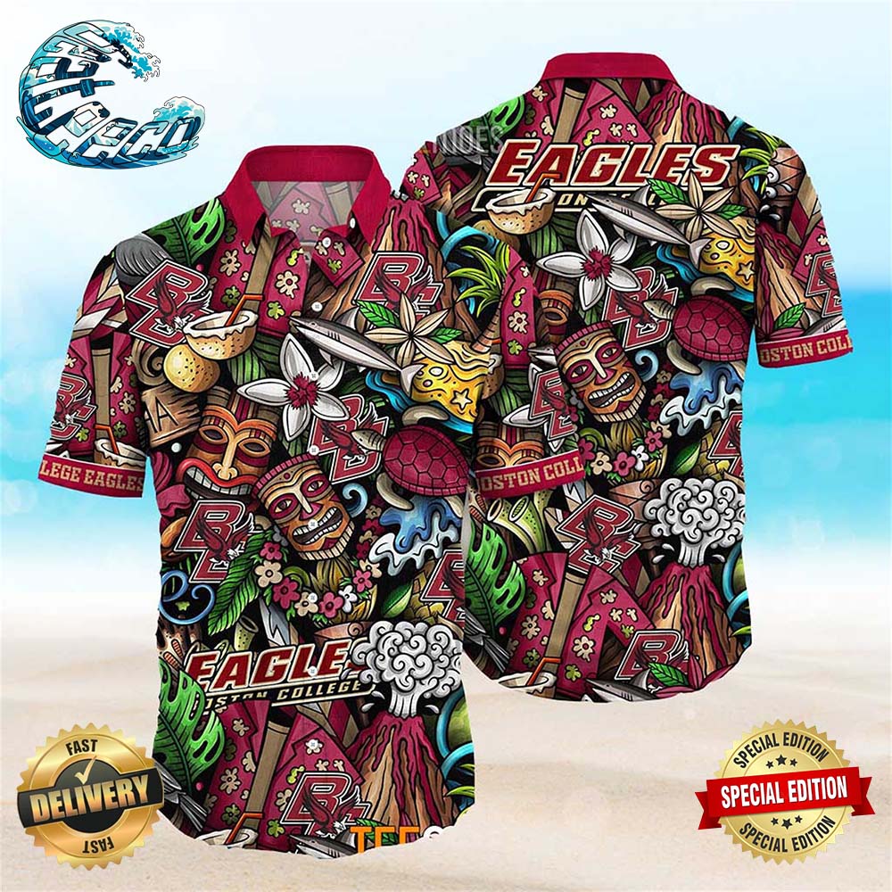 Boston College Eagles NCAA Mens Floral Special Design Hawaiian Shirt