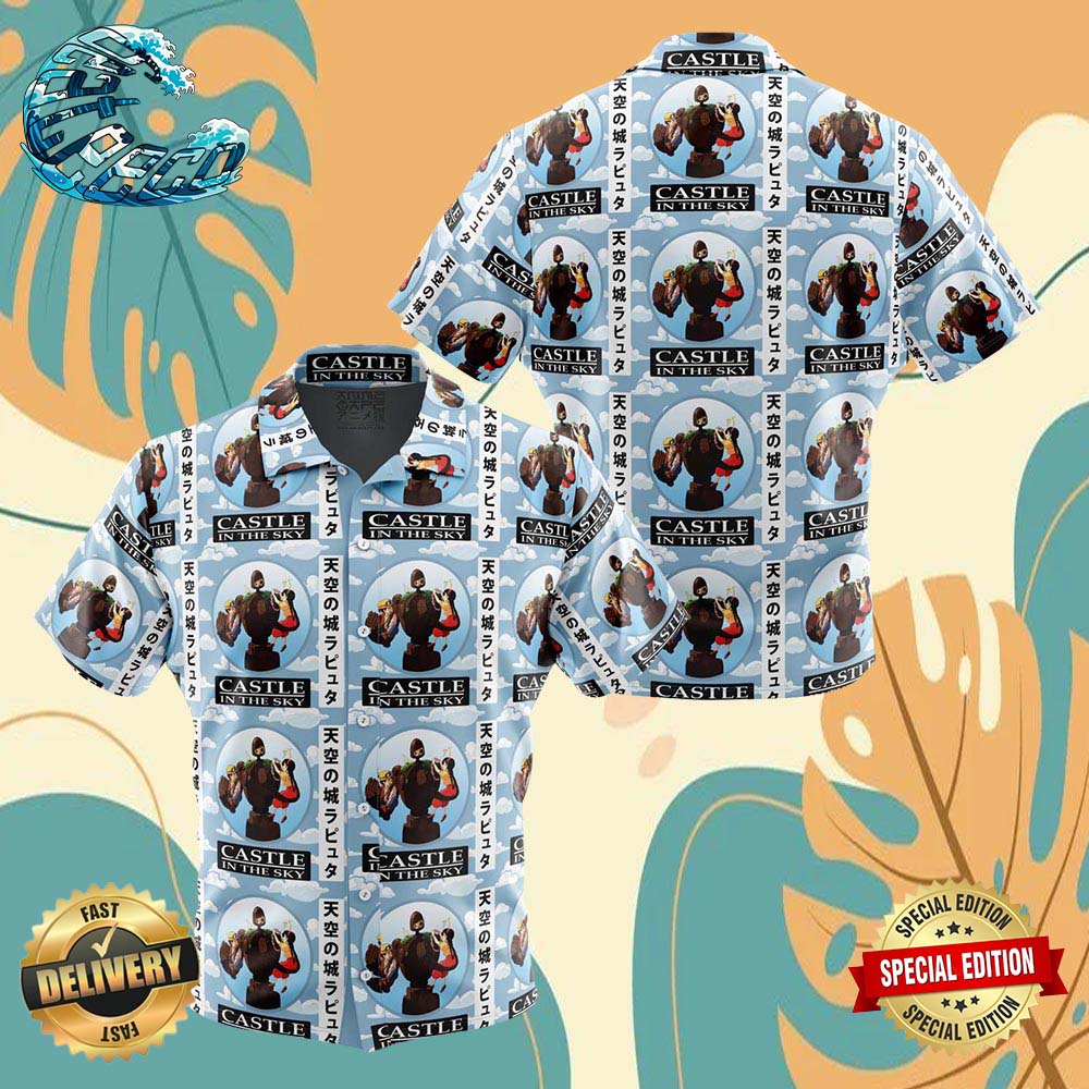 Castle in the Sky Studio Ghibli Button Up Anime Ape Hawaiian Shirt