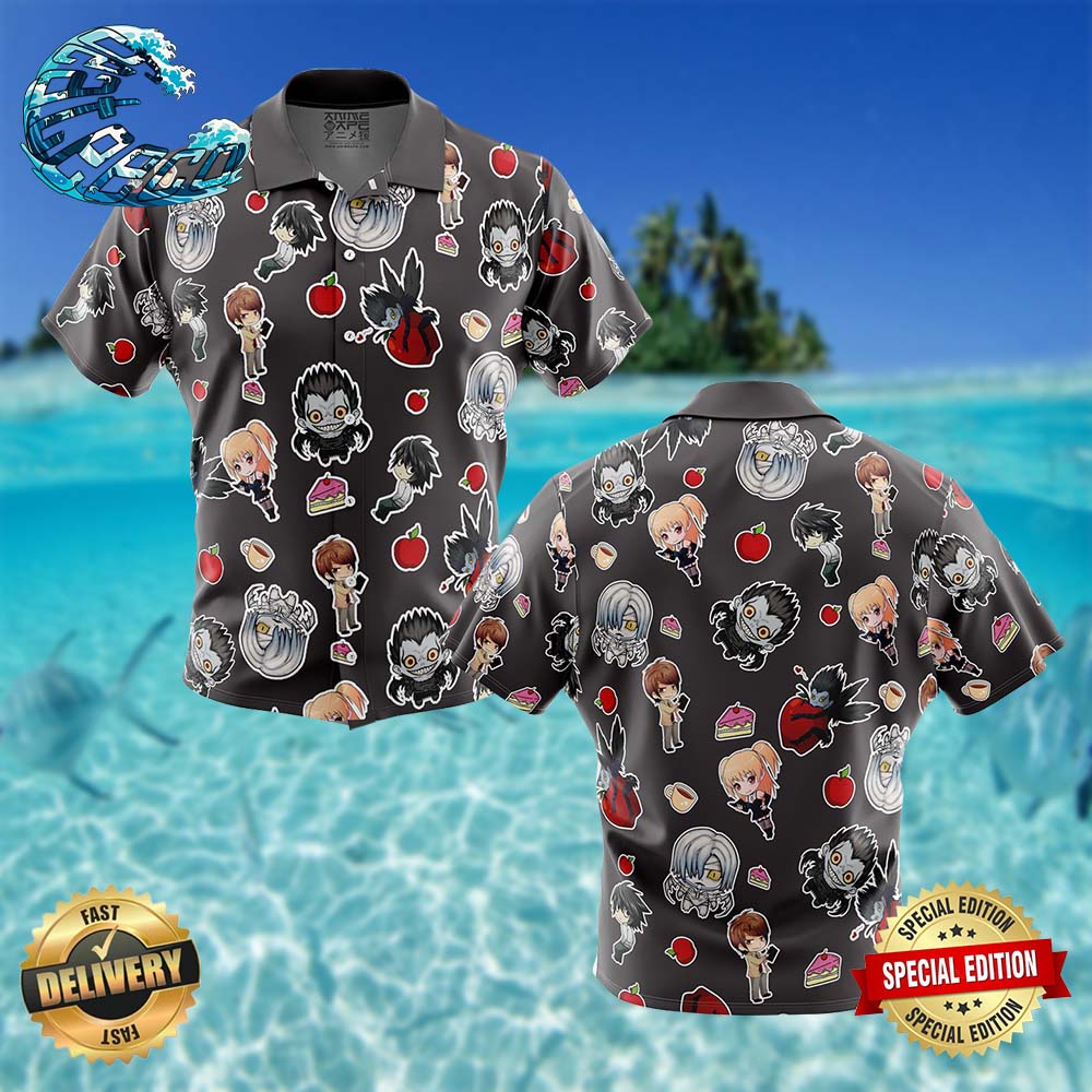 Chibi Death Note Pattern Button Up Hawaiian Shirt