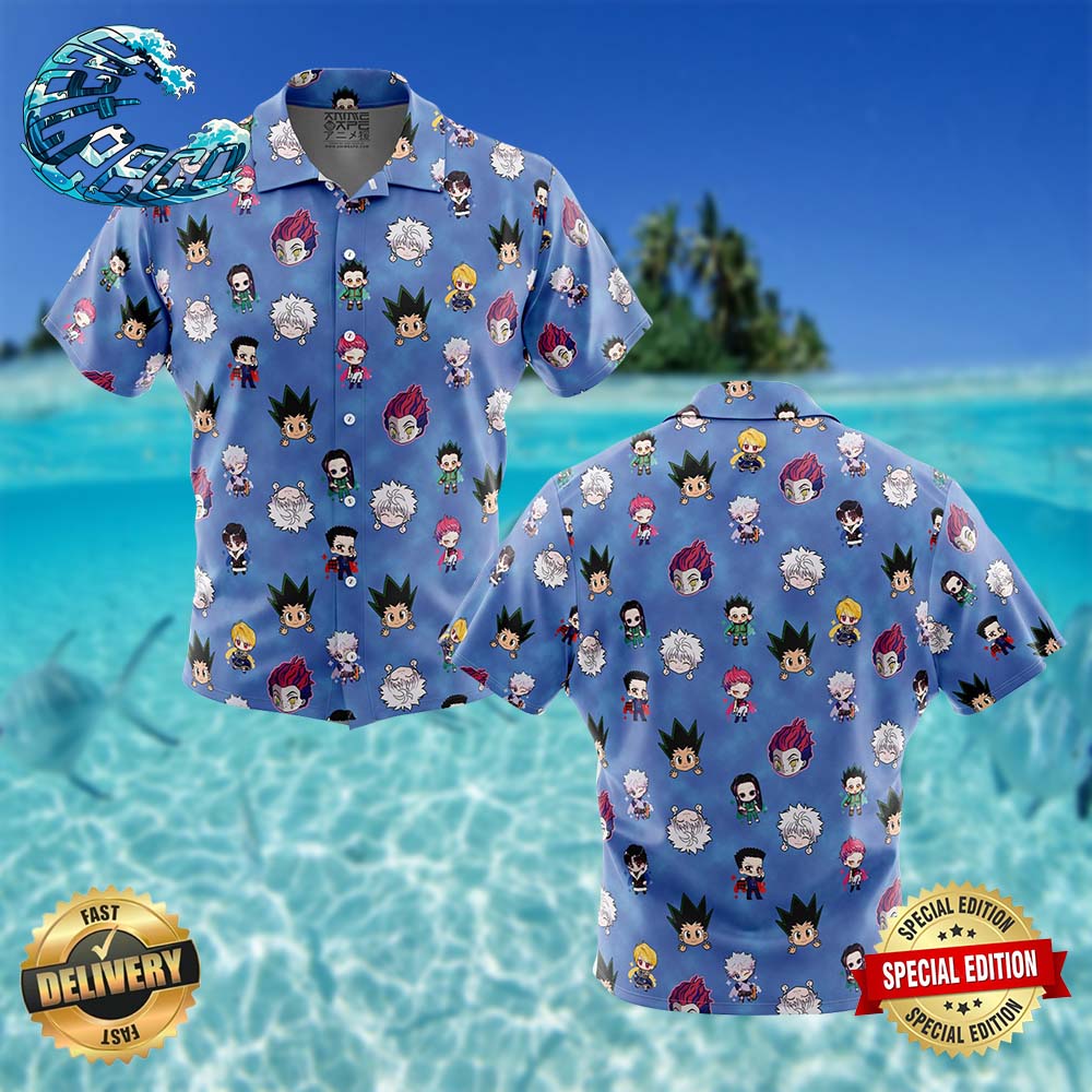 Chibi Hunter x Hunter Characters Pattern Button Up Hawaiian Shirt