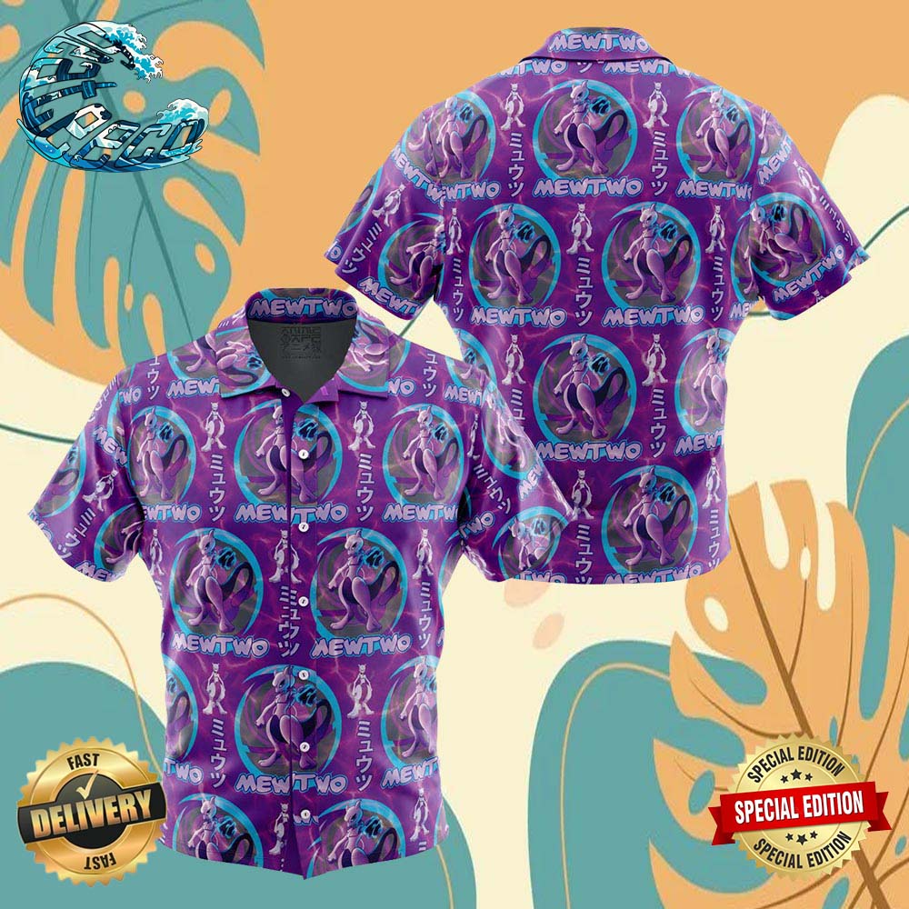 Cosmic Mewtwo Pokemon Button Up Anime Ape Hawaiian Shirt