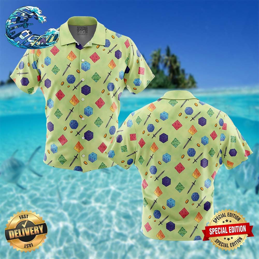 Dungeons and Dragons Dice Pattern Button Up Hawaiian Shirt