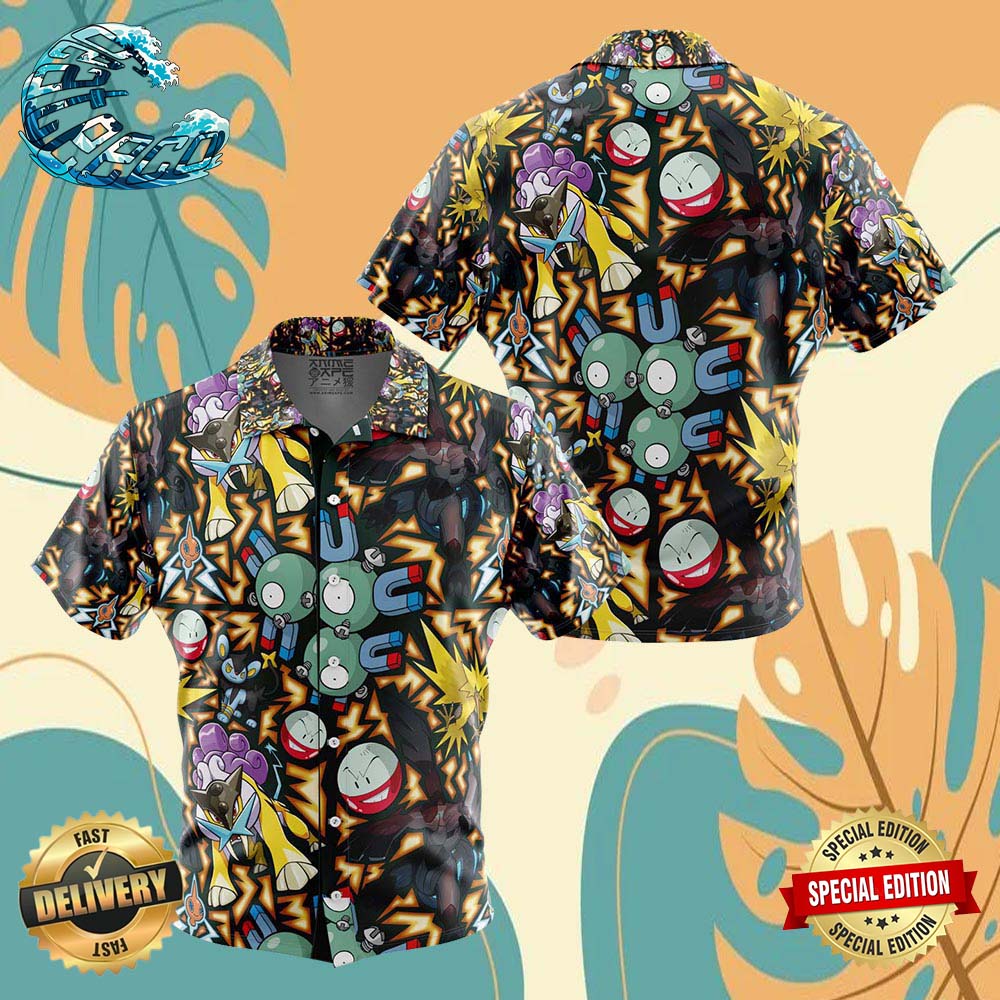 Electric Type Pokemon Pokemon Button Up Anime Ape Hawaiian Shirt